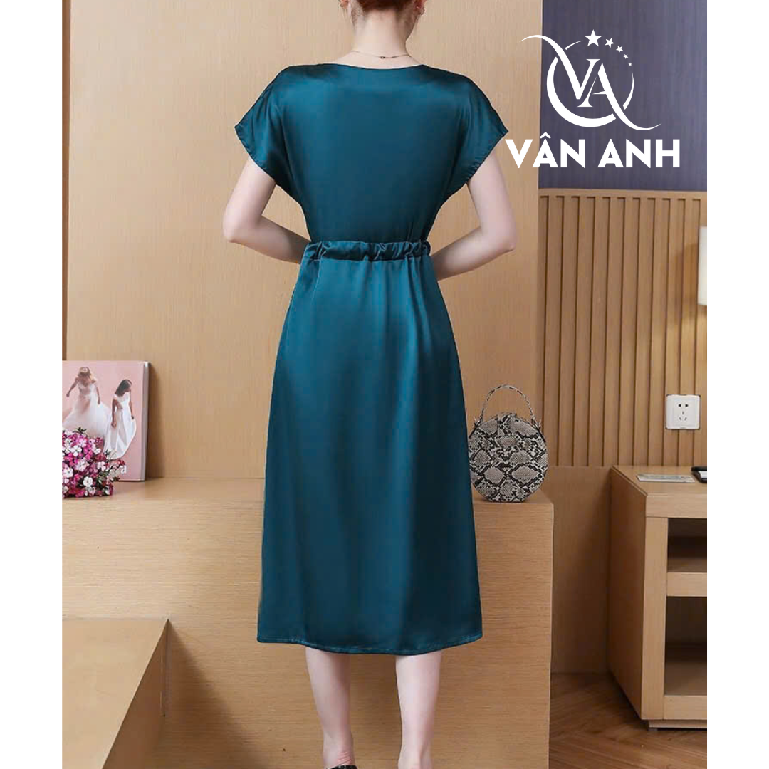 Đầm Dáng Rộng Cổ Chữ V Thắt Nơ Đầm Dáng Rộng Cổ Chữ V Thắt Nơ
