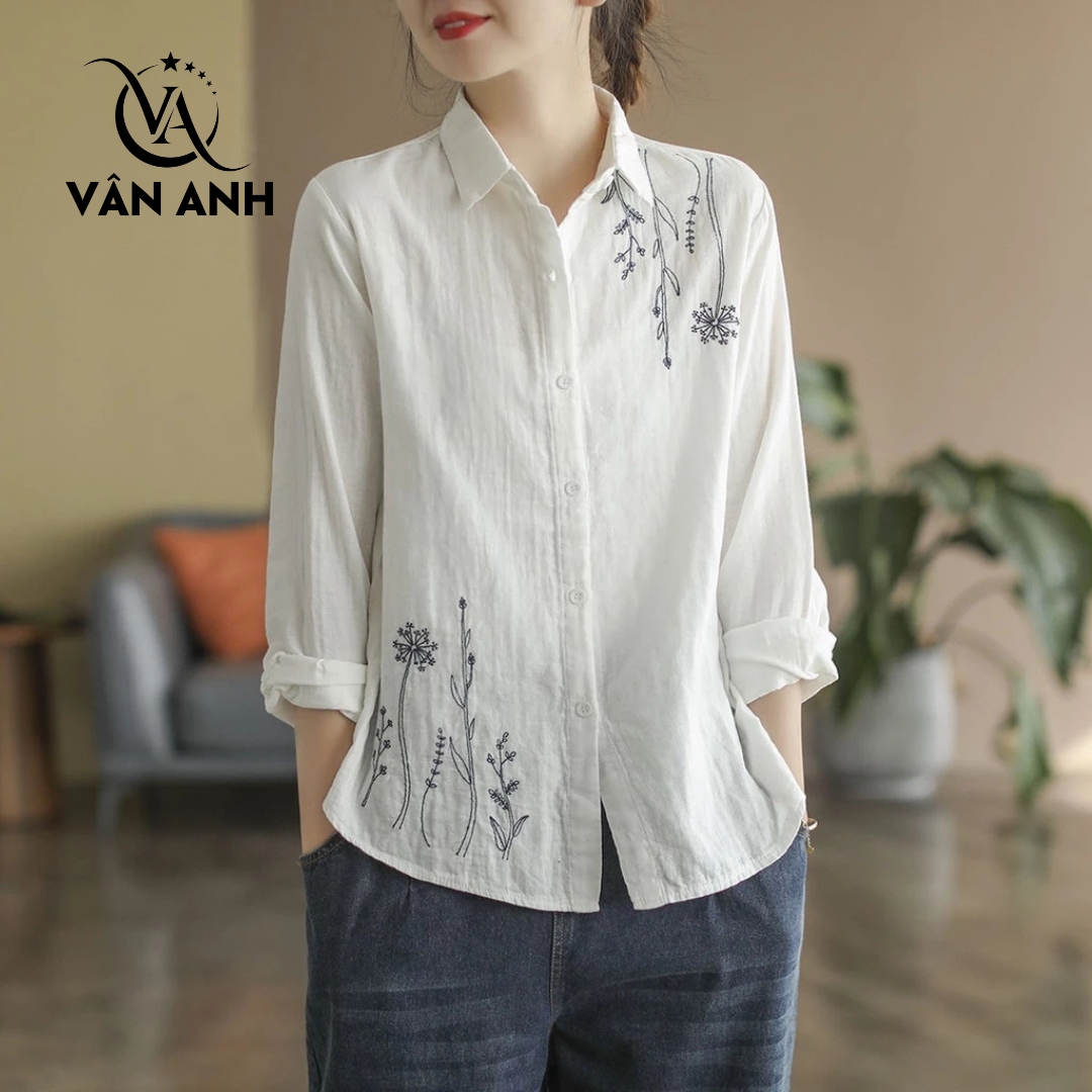 ÁO SƠ MI THÊU HOA VĂN CỔ ĐIỂN ÁO SƠ MI THÊU HOA VĂN CỔ ĐIỂN