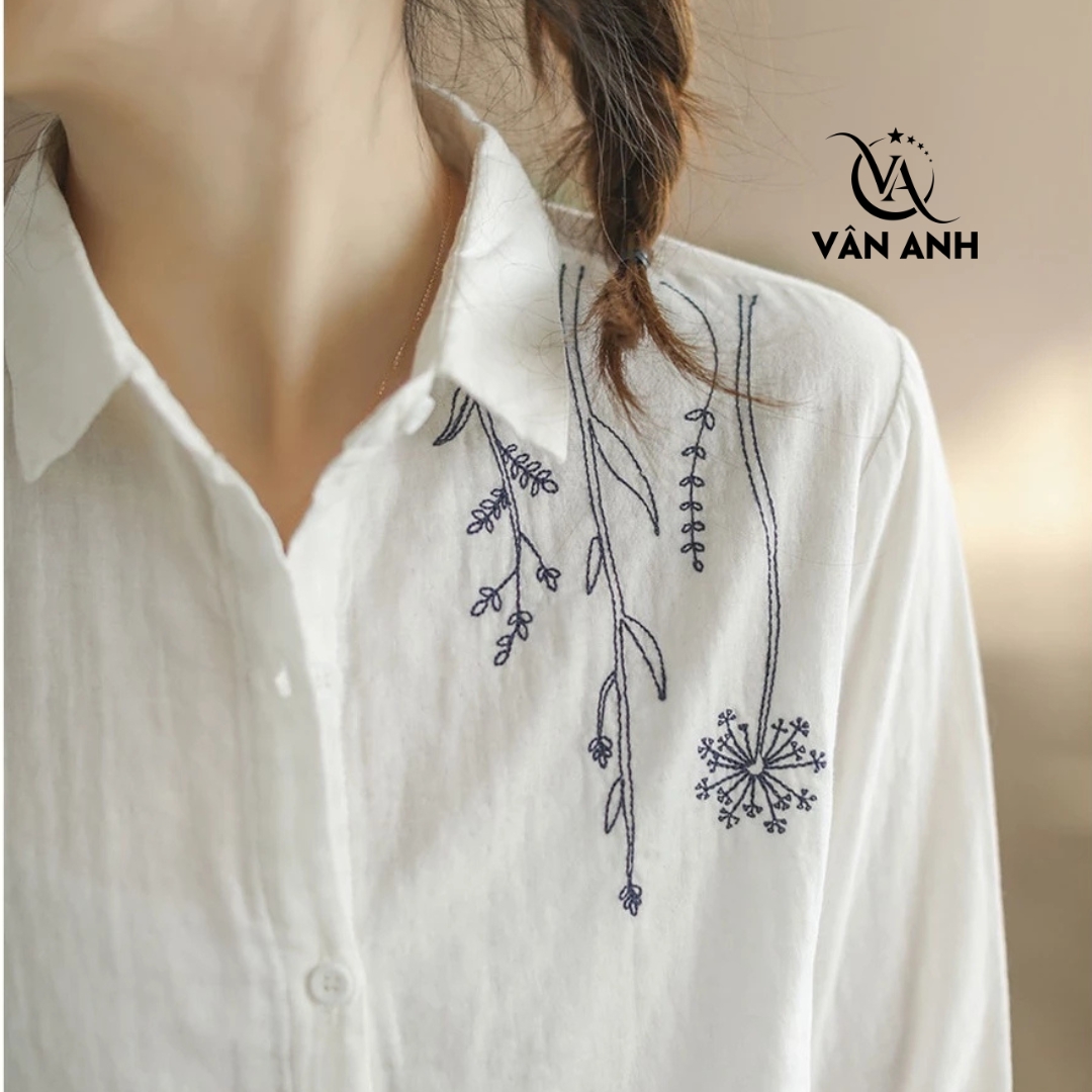 ÁO SƠ MI THÊU HOA VĂN CỔ ĐIỂN ÁO SƠ MI THÊU HOA VĂN CỔ ĐIỂN