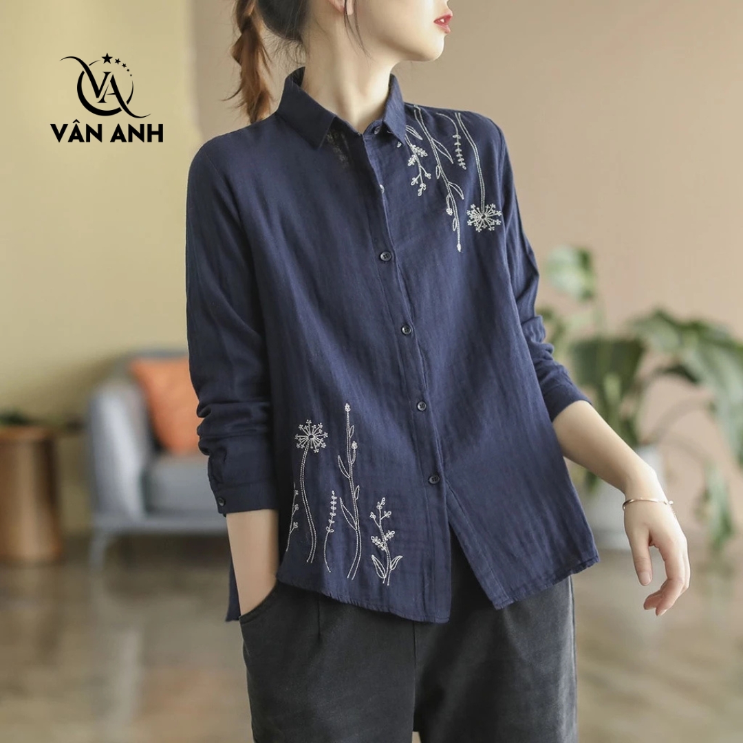 ÁO SƠ MI THÊU HOA VĂN CỔ ĐIỂN ÁO SƠ MI THÊU HOA VĂN CỔ ĐIỂN
